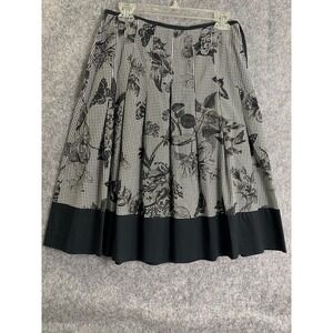 Talbots Collection Silk Wrap Skirt 6P Black White Gingham Butterfly Forest Witch